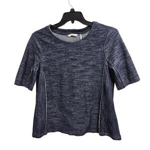 Anthropologie ZOA Blue Slub Knit Denim Raw Edge Womens Top. Size Large.